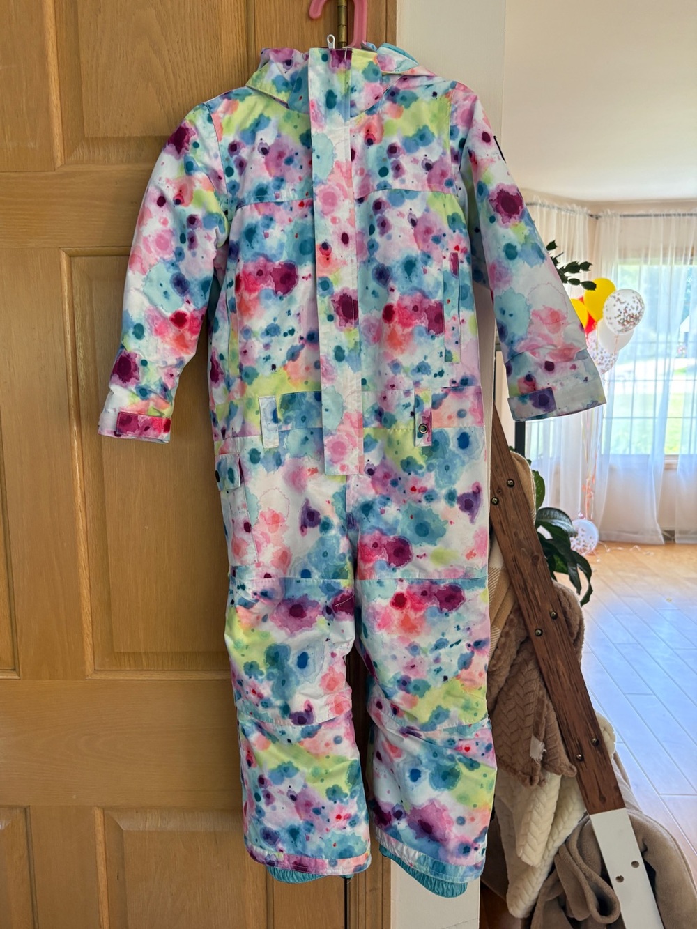🤍SMN🤍 Kids Girls Waterproof Colorful One Piece Snowsuit, size 4-6